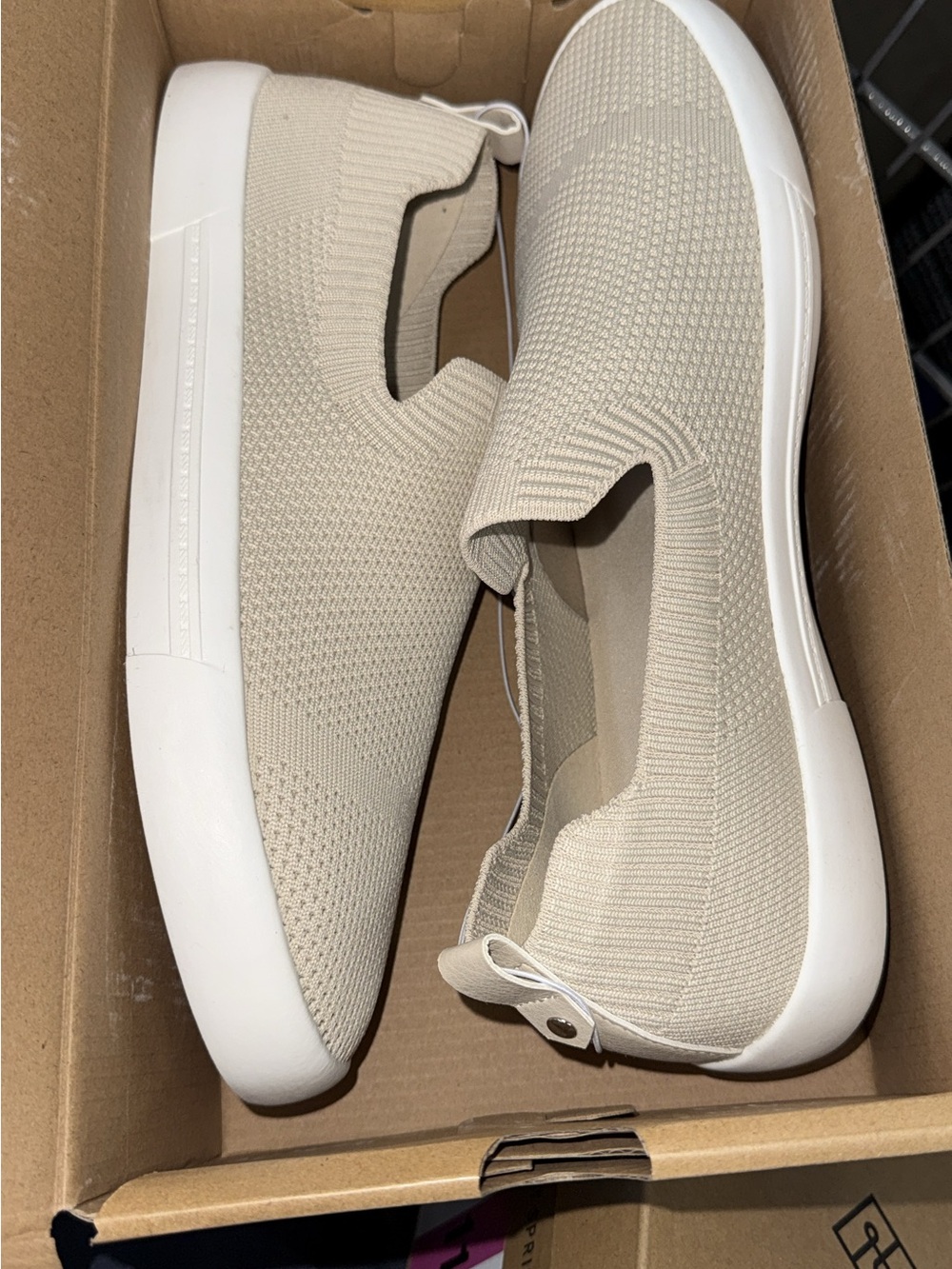 Men's Slip-On Knit Sneakers in Beige